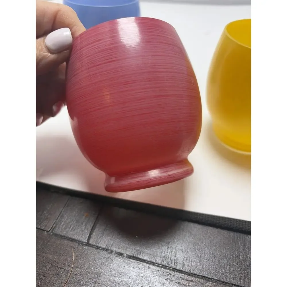 Vintage Murano Colorful Tumblers Set of 5 Blue Orange Red yellow Purple